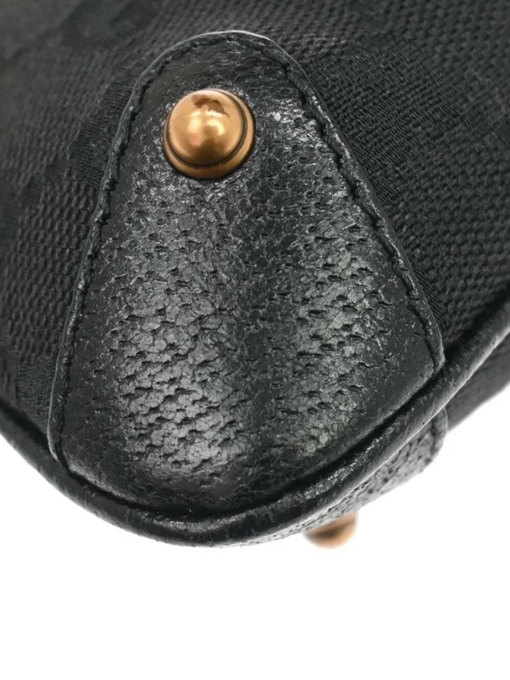 Gucci Black Canvas Bamboo GG Chain Handbag - Picture 3 of 15